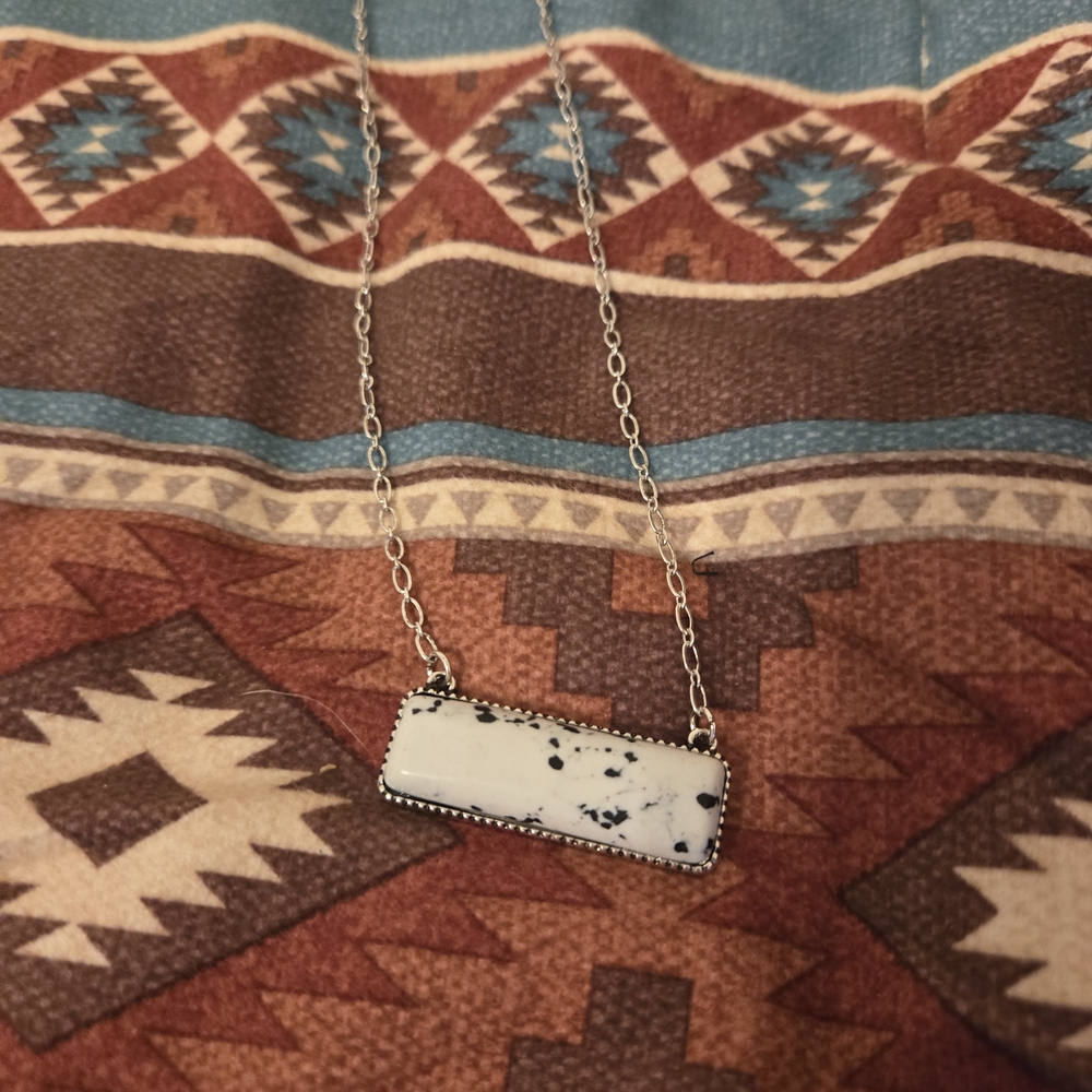 Rectangular Stone Pendant Necklace